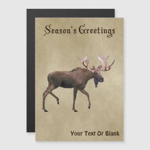 Säsongshälsningar - Bull Moose på gammal Papper