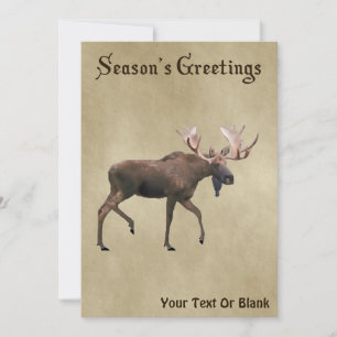 Säsongshälsningar - Bull Moose på gammal Papper