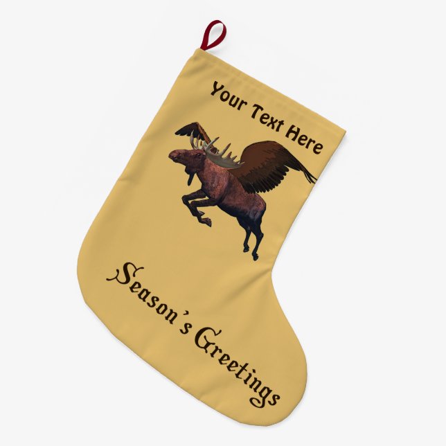 Säsongshälsningar - flygande moos stor julstrumpa (Framsidan (Hängande))