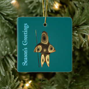 Säsongshälsningar - Fractal Inuit Hunter Julgransprydnad Keramik