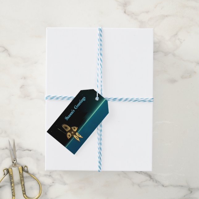 Säsongshälsningar - Fractal Inuit Hunter Presentetikett (Med Snöre)