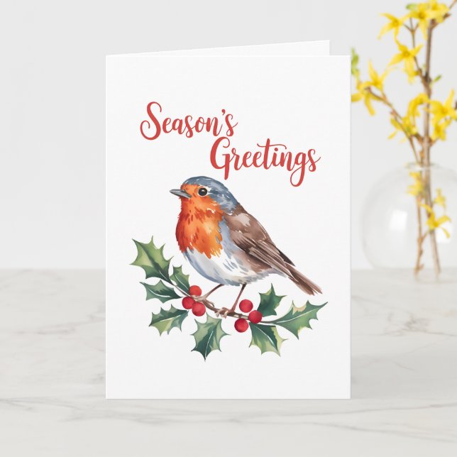 Säsongshälsningar från Cheerful Robin Kort (Gul blomma)