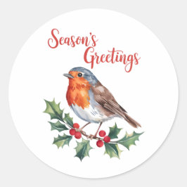 Säsongshälsningar från Cheerful Robin Runt Klistermärke