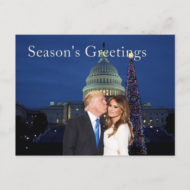 Säsongshälsningar från Donald och Melania Helg Vykort (Framsida)