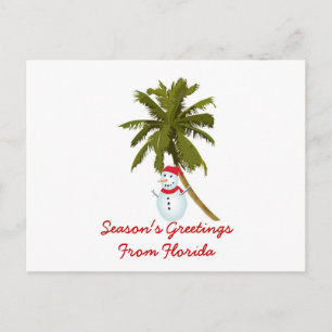Säsongshälsningar från Florida, Snögubbe handflata Helg Vykort