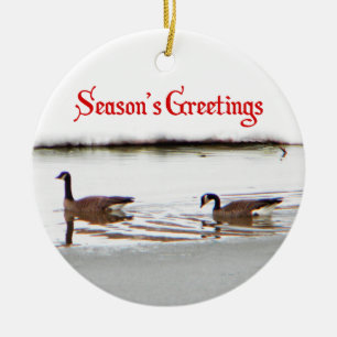 Säsongshälsningar - Honkers - Kanada Geese Julgransprydnad Keramik