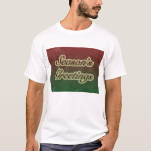 Säsongshälsningar i text om rött och Grönt T Shirt