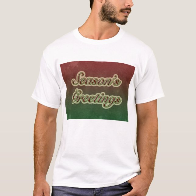 Säsongshälsningar i text om rött och Grönt T Shirt (Framsida)