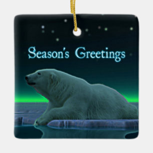 Säsongshälsningar - Ice Kant Polar Bear Julgransprydnad Keramik