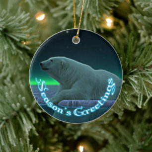 Säsongshälsningar - Ice Kant Polar Bear Julgransprydnad Keramik