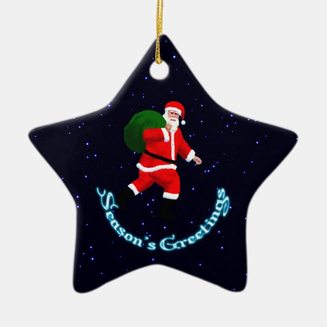 Säsongshälsningar - Jultomten Julgransprydnad Keramik (Framsidan)