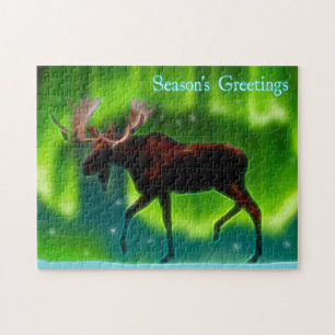 Säsongshälsningar - Nord Ljus Moose Pussel