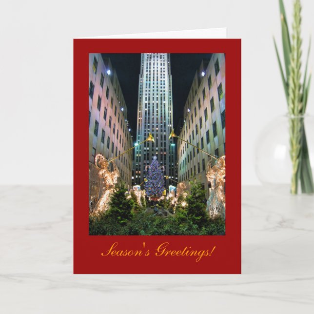 Säsongshälsningar: NYC Rockefeller Center Träd A1 Helgkort (Framsida)