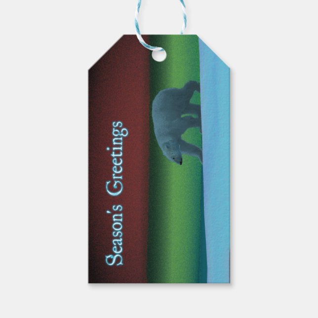 Säsongshälsningar - Polar Ljus Polar Bear Presentetikett (Framsidan)