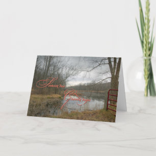 Säsongshälsningar - Röda Grind i regnet Helgkort