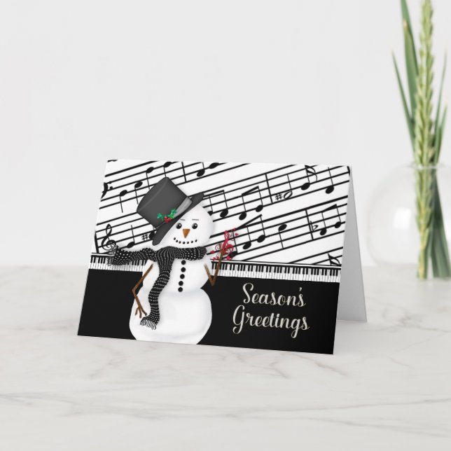 Säsongshälsningar, Snögubbe, Musical, Lakan Music Kort (Framsida)