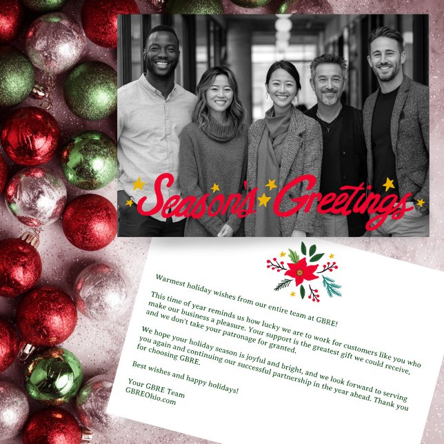SÄSONGSHILSEN Företag PERSONLIG FOTO  Julkort (SEASONS GREETINGS Business CUSTOM PHOTO Office Holiday Card
)