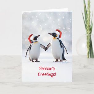 Säsonhälsningar 2 Penguiner i Snö Cute Cute Kort