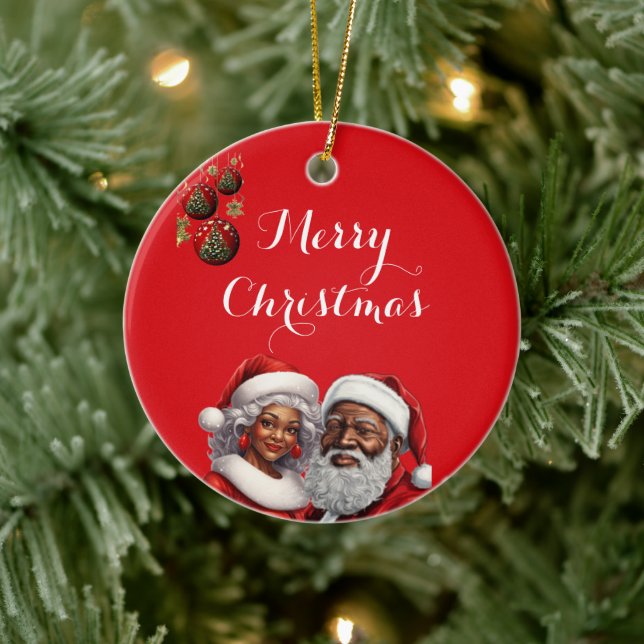 Säsonhälsningar - afrikanska-amerikanska prydnadsf julgransprydnad keramik (Träd)
