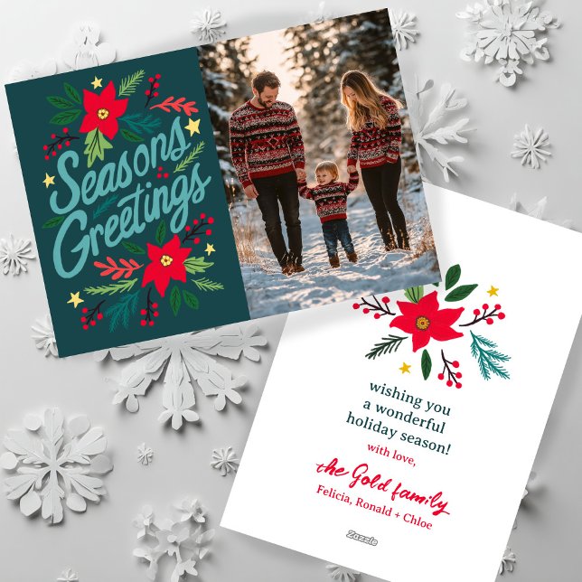 SÄSONHÄLSNINGAR ANPASSNINGSBAR PHOTO-Helgdagar för Julkort (SEASONS GREETINGS Christmas Holidays CUSTOM PHOTO Holiday Card
)