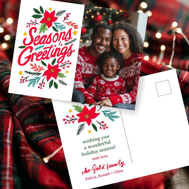 SÄSONHÄLSNINGAR ANPASSNINGSBAR PHOTO-Helgdagar för Vykort (SEASONS GREETINGS Christmas Holidays CUSTOM PHOTO Postcard
)