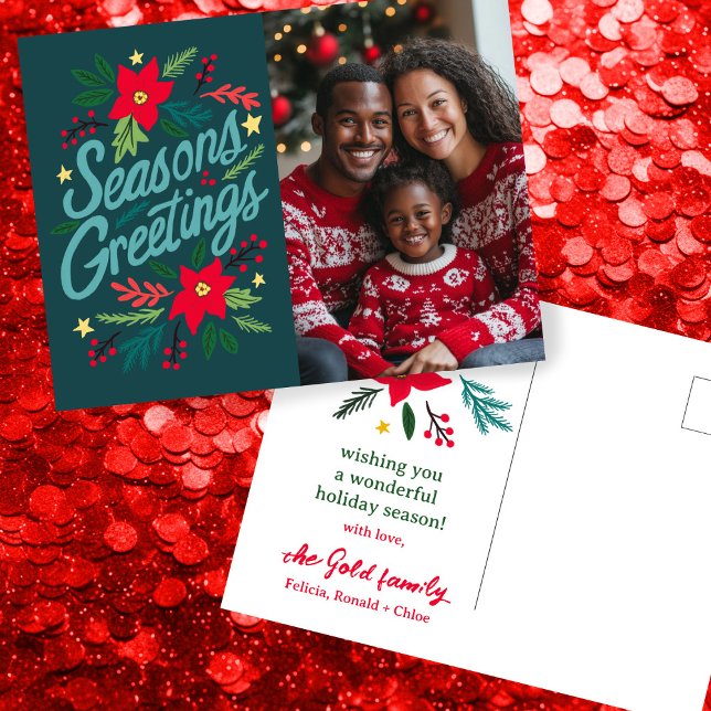SÄSONHÄLSNINGAR ANPASSNINGSBAR PHOTO-Helgdagar för Vykort (SEASONS GREETINGS Christmas Holidays CUSTOM PHOTO Postcard
)