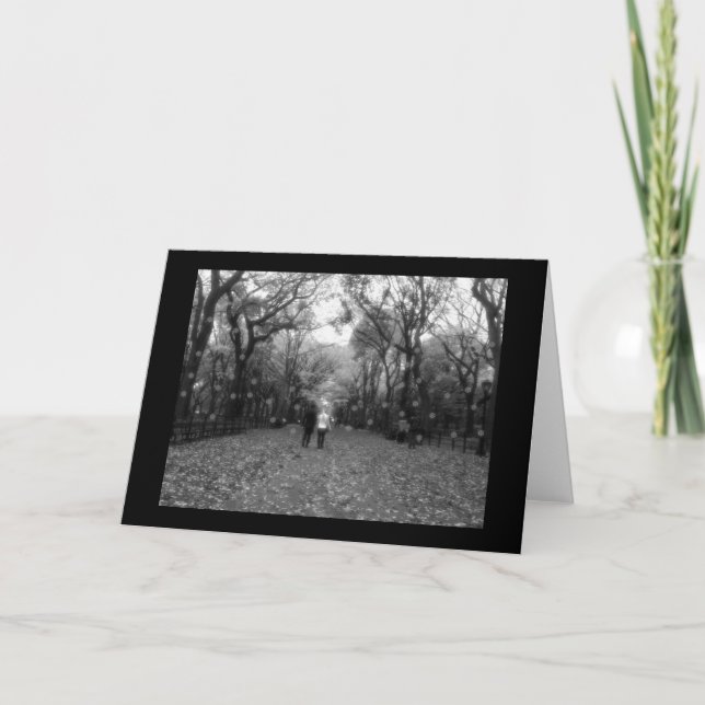 Säsonhälsningar - B&W Central Park & snö Helgkort (Framsida)