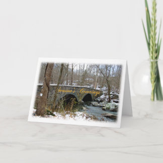Säsonhälsningar Card - Stone Arch Bridge - Snö Helgkort