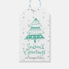 Säsonhälsningar Cute Julgran Presentetikett