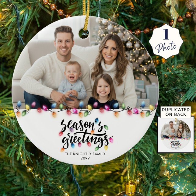 Säsonhälsningar en fotojul Ljus Julgransprydnad Keramik (Skapare uppladdad)
