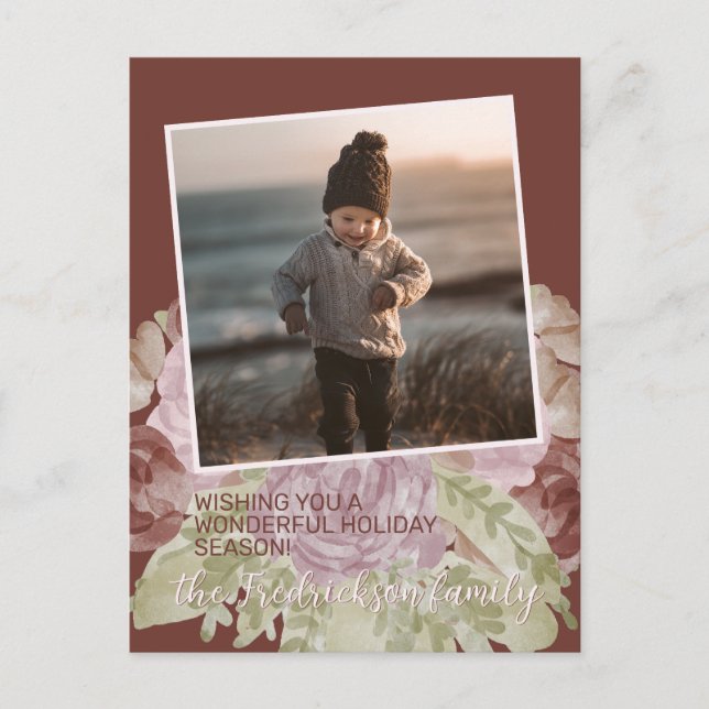 Säsonhälsningar för färgstark klassisk Blommigt Vykort (Framsida)