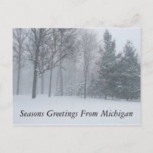 säsonhälsningar från Michigan Winter Snö Postca Helg Vykort