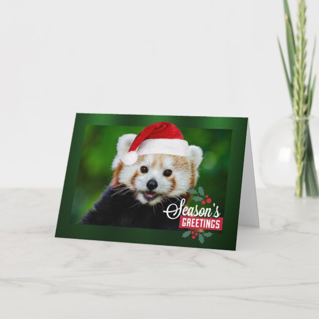 Säsonhälsningar från Red Panda Santa Helgkort (Framsida)