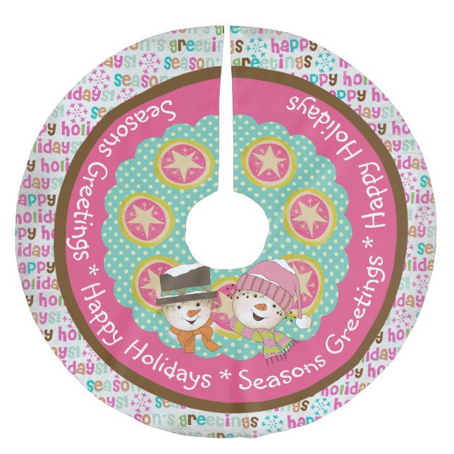 Säsonhälsningar Glad helg Träd Skirt Julgransmatta Borstad Polyester (Framsidan)