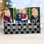säsonhälsningar Grått Buffalo Play Photo Collage Helgkort<br><div class="desc">Minimal "Season's Hälsning-fotokort" har en modern vit textdesign som kan vara helt personlig med tre (3) favoritfoton och din anpassningsbar hälsning och familj namn på kortets framsida och insida. Den har ett rustiskt grått och en svart buffel som skjuter mönster på framsidan. Foto kredit: Två fiskfotografier www.twofishphoto.com</div>