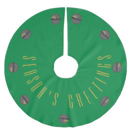 SÄSONHÄLSNINGAR GRÖNT GULD AFFÄRSLOGOTYP JULGRANSMATTA BORSTAD POLYESTER