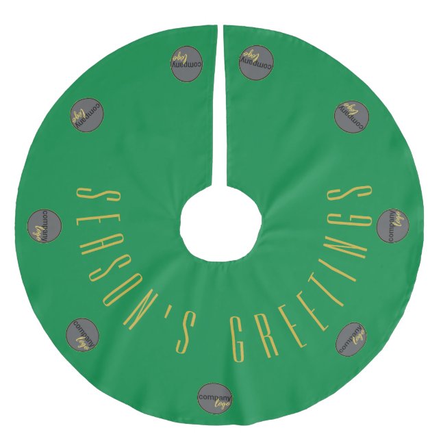 SÄSONHÄLSNINGAR GRÖNT GULD AFFÄRSLOGOTYP JULGRANSMATTA BORSTAD POLYESTER (Framsidan)