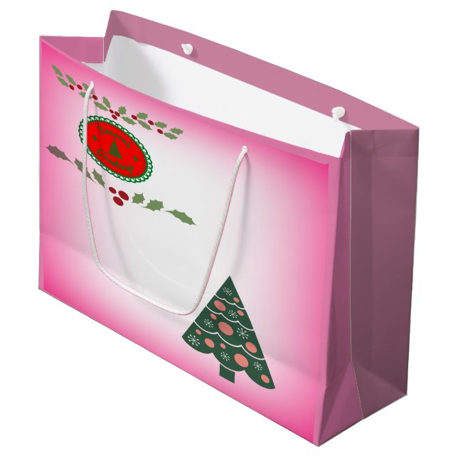 Säsonhälsningar Grönt Holly och Julgran (Framsidan Vinklad)