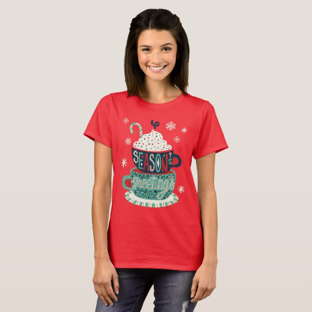 Säsonhälsningar helgdag jul tee shirt (Hel framsida)