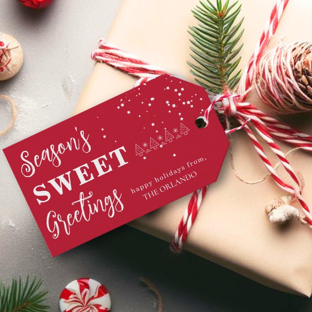 Säsonhälsningar Helgdag White Red Presentetikett (Skapare uppladdad)