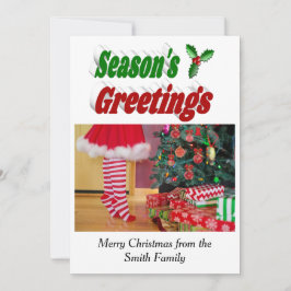 Säsonhälsningar Holly-fototypografi Julkort