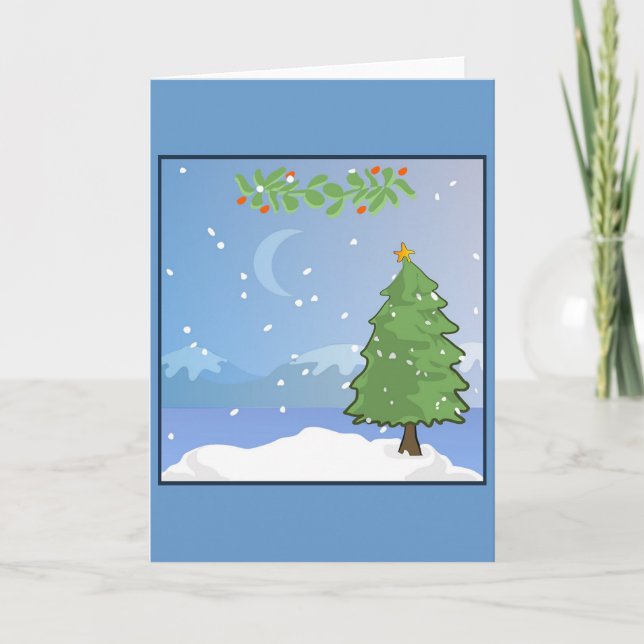 Säsonhälsningar Holly och Fir Card Helgkort (Framsida)