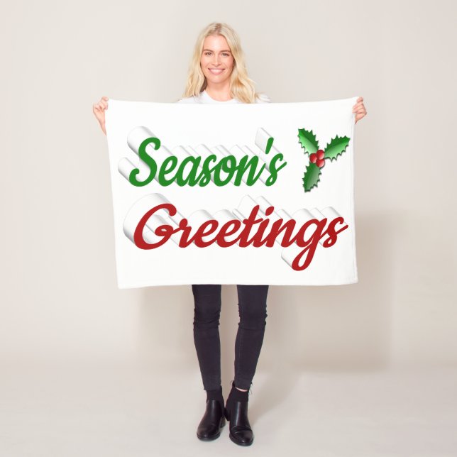 Säsonhälsningar Holly-skript för röd grönt vid jul Fleecefilt (På plats)