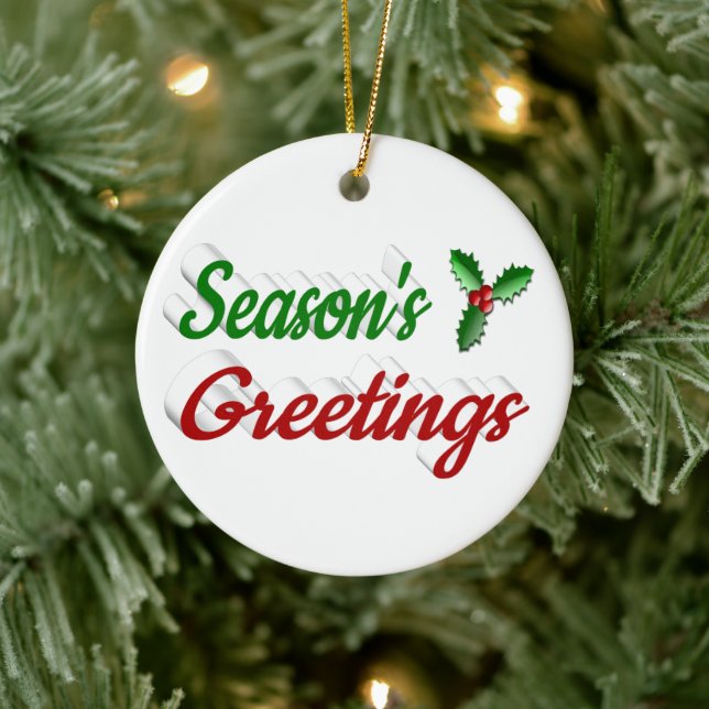 Säsonhälsningar Holly-skript för röd grönt vid jul Julgransprydnad Keramik (Träd)