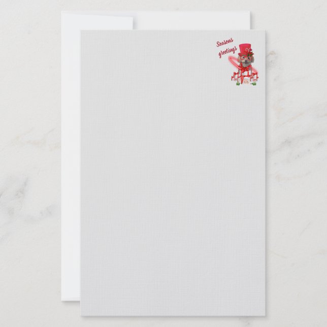 Säsonhälsningar i pudel-julparet brevpapper (Framsida)