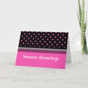 säsonhälsningar i rosa och svart polka dots helgkort