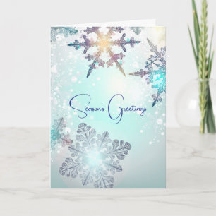Säsonhälsningar Ice Blue Snowflake Tack Kort