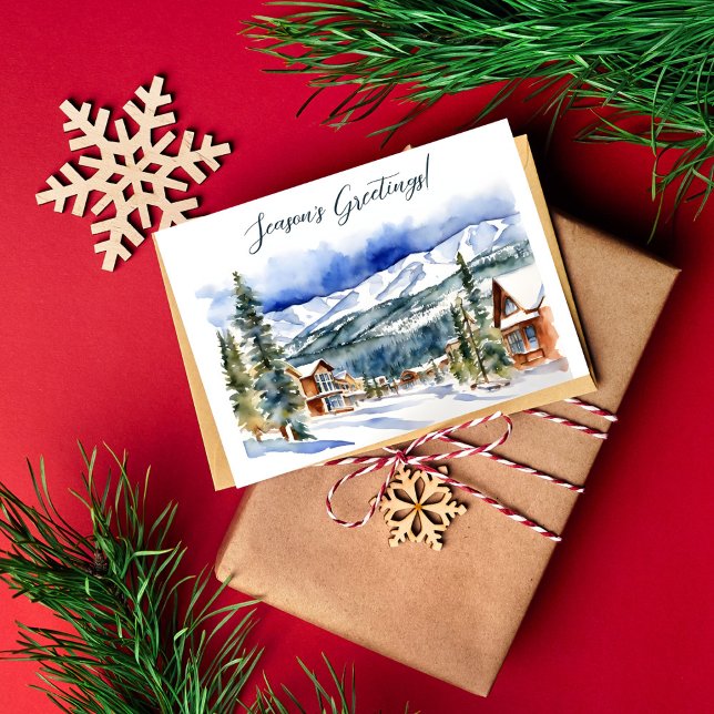 Säsonhälsningar: Jul Colorado Vykort (Seasons greetings Christmas Colorado Breckenridge winter snowy mountain scenery Postcard)