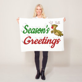 Säsonhälsningar Julskript på flygande rener Fleecefilt