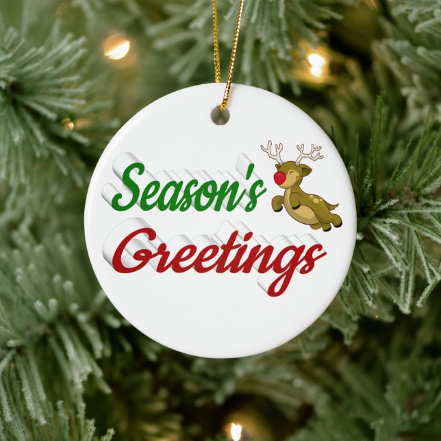 Säsonhälsningar Julskript på flygande rener Julgransprydnad Keramik (Träd)